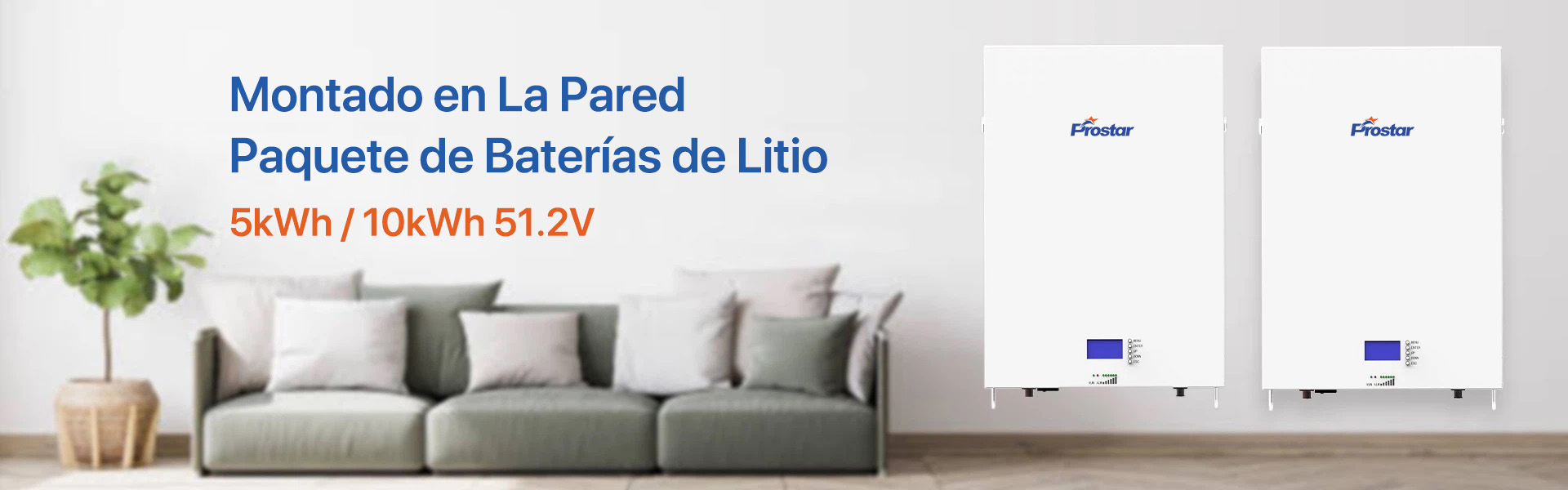 Prostar paquete de baterías de litio montado en la pared 5kwh 10kwh