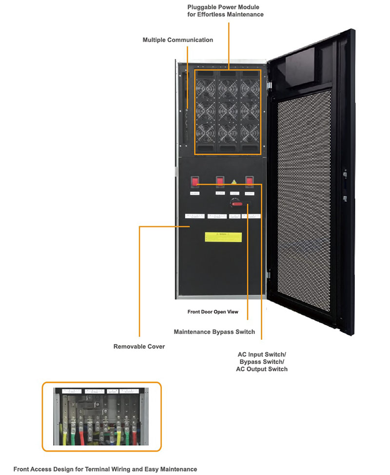 Prostar PF1 3 Phase High Frequency Online UPS Front Access Design