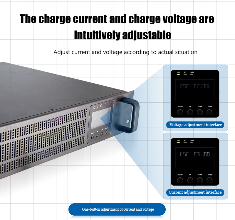 Rack mount line interactive UPS charging adjustable