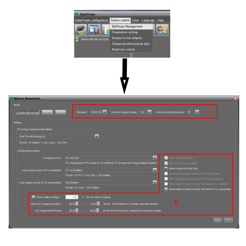 Hybrid Solar Inverter Software Setting