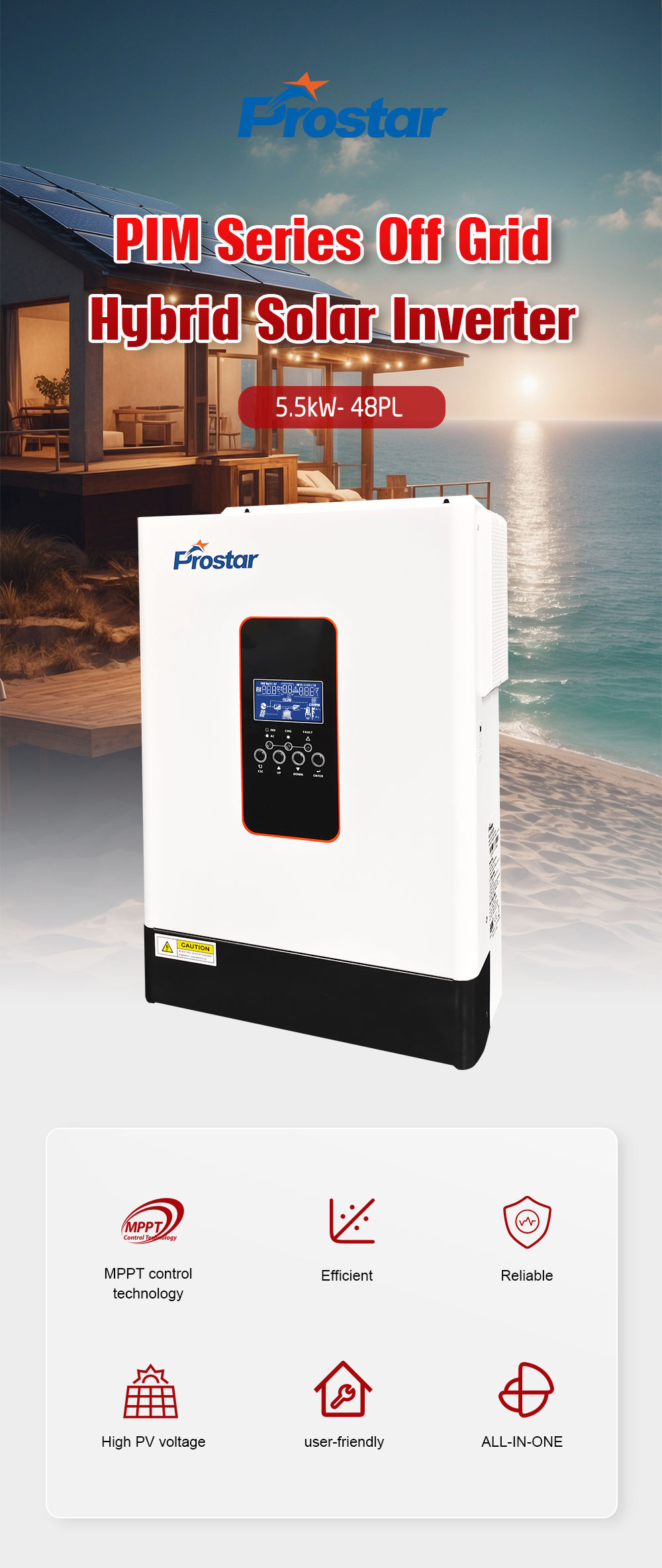 PIM5.5K-48L pure sine wave dc to ac off-grid power inverter 5500w 48v