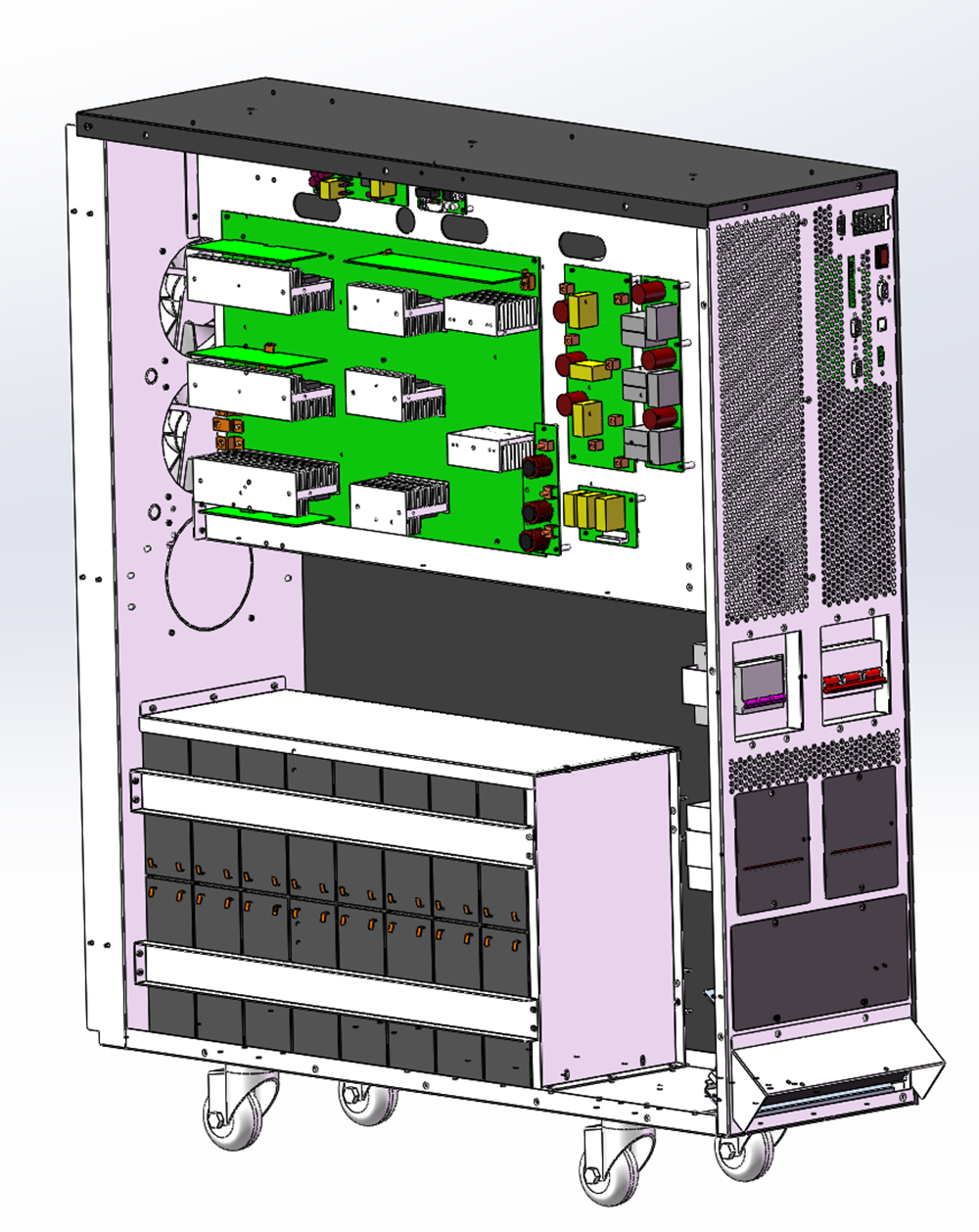 PET3320B high efficiency 3 phase 20kva online ups with 32 units 12v battery
