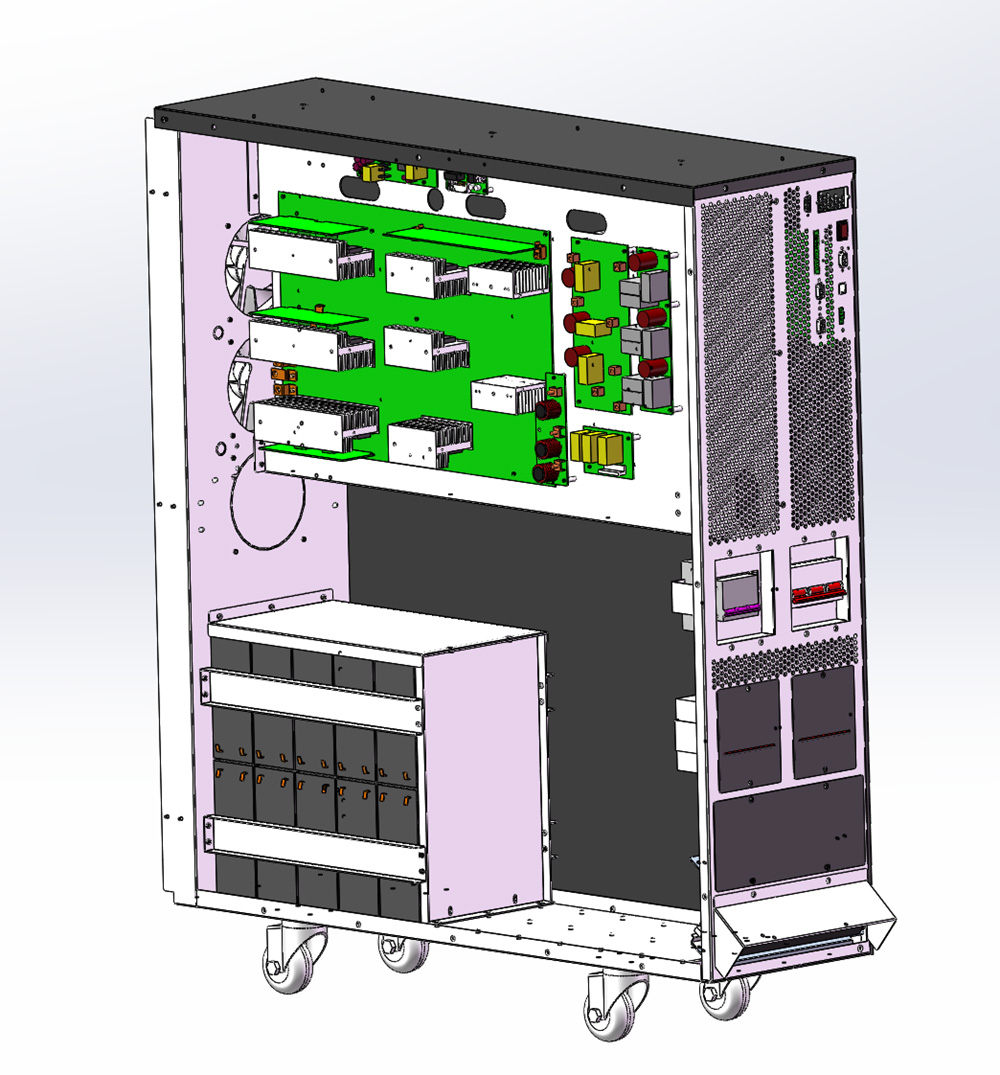 PET3310B 3 phase double conversion online ups 10kva with battery diagram