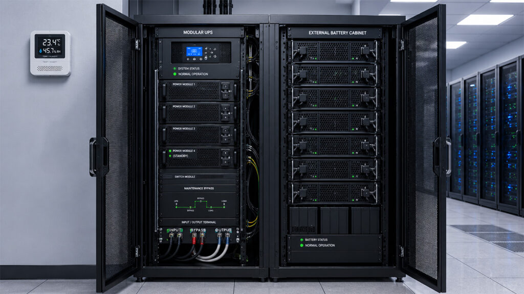 Completed Modular UPS Installation with External Battery Cabinet