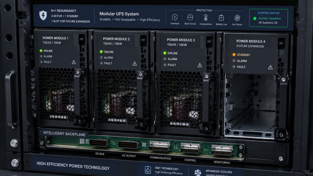 Internal Architecture of Modular UPS with N+1 Redundancy and Future Expansion Slot