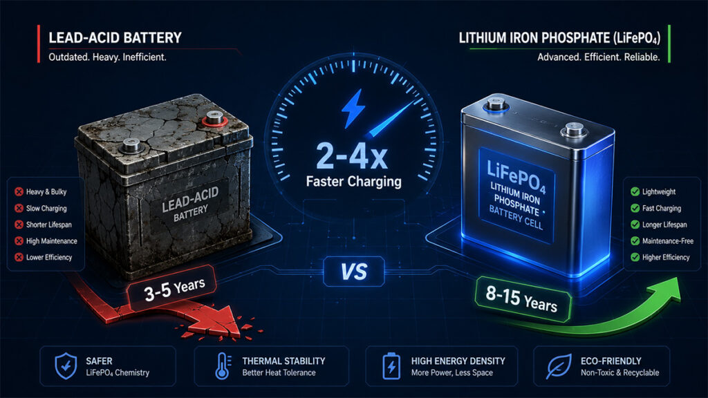 Lead acid battery vs LiFePO4 lithium battery for ups systems