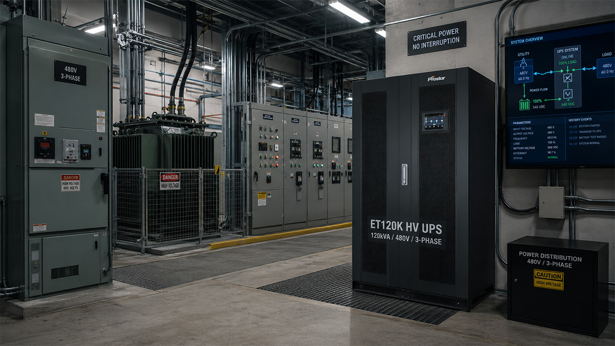 480V three-phase industrial power distribution system integrated with 120kva industrial backup ups