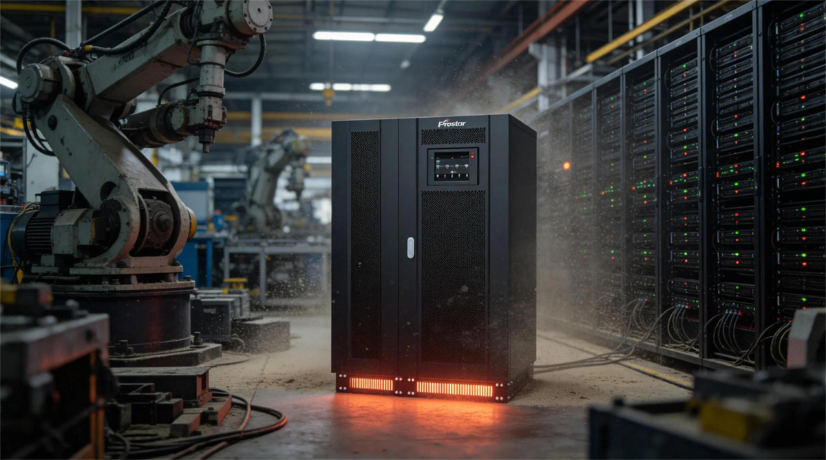 Prostar ET100K HV 100kVA UPS system for manufacturing plant backup