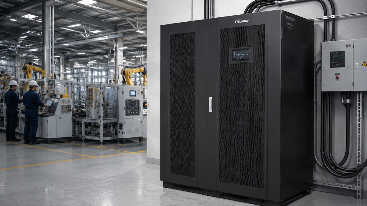 Prostar ET160K HV 160kVA UPS installed inside a modern heavy industrial facility