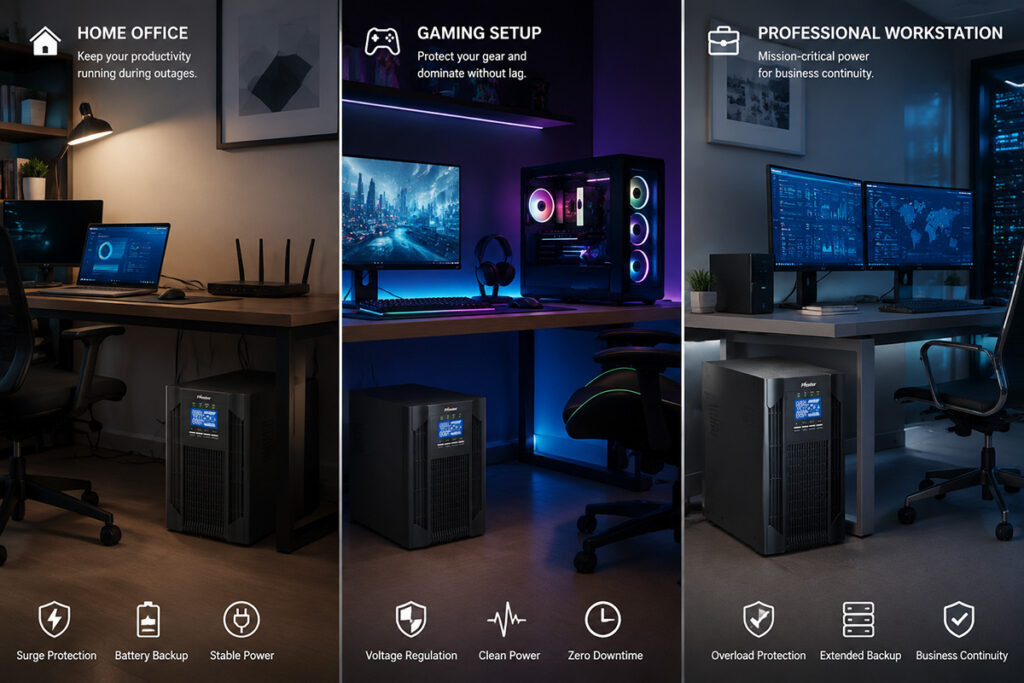 Showing different computer uninterruptible power supply UPS applications