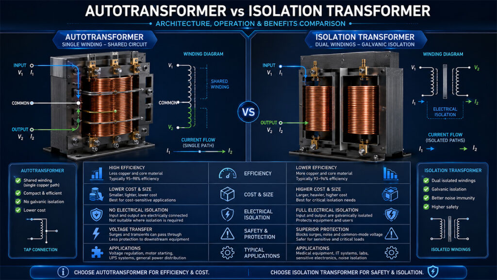 When to Use an Autotransformer vs Isolation Transformer