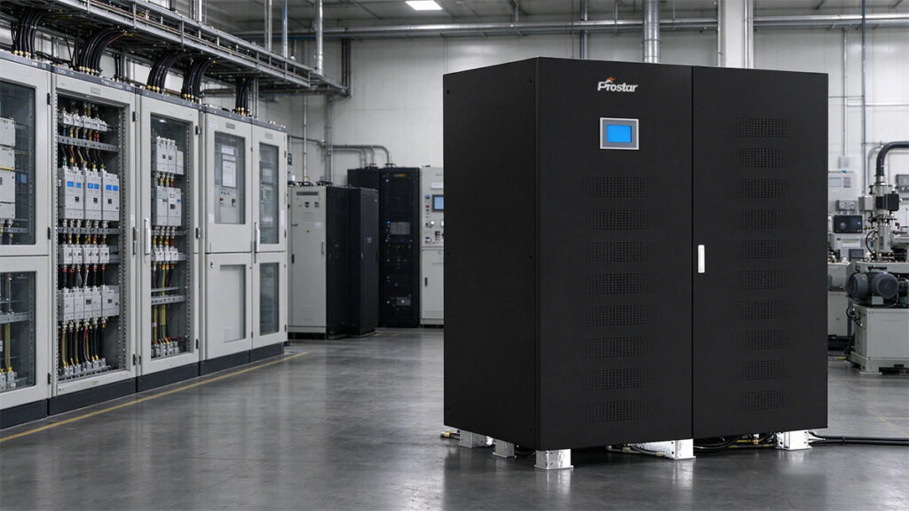 How do I size an industrial UPS for a manufacturing plant with a 150 kW critical load and high motor-starting currents